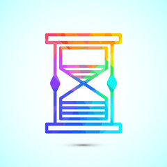 Sand clock icon design illustration. Hourglass symbol, Time measuring sign, low poly style