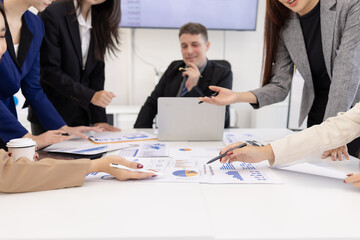 Group of business teamwork working together in meeting room of the workplace concept.