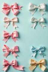 Vintage style paper ribbons with bows in pastel colors, pastel, , ribbons