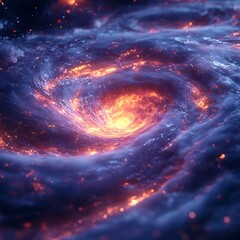 Obraz premium Galactic Whirlpool Fiery Spiral Cosmic Energy Deep Universe Celestial Motion Beauty Illustration