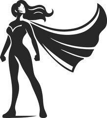 A powerful woman superhero with a cape, concept strength and empowerment.
