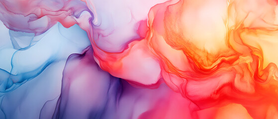 Abstract art featuring vibrant hues of blue, purple, pink, and orange. Swirls and flows create a dreamy, ethereal mood.
