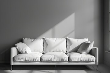 Clear Pixel Visual of White Sofa in a Gray Living Room Toned