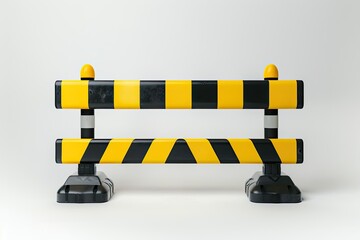 Premium Quality Picture of Yellow and Black Traffic Barricade on White Background