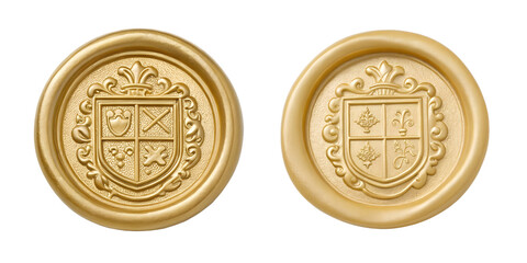 Two Gold Wax Seals on White, Premium Wax Seal, Stylish Gold Seal Embossing, Cut Out