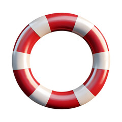 Red and White Inflatable Swimming Ring on Transparent Background