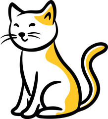 Obraz premium A cute yellow and white cat sitting with a friendly expression