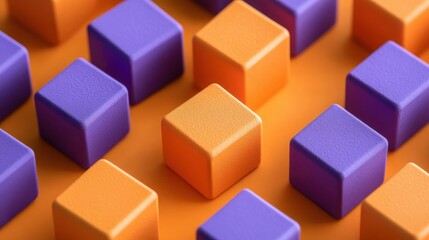 Obraz premium Orange and purple colored cubes are arranged in a pattern