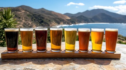 Craft beer tasting experience coastal brewery photo collection scenic view vibrant colors