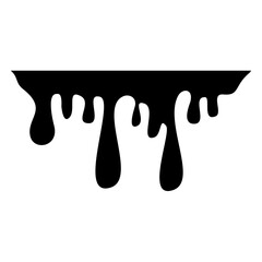 Black Melting Paint Abstract Liquid Vector Elements Isolated on White Background. Border and Drips Ink. Vector Illustration.