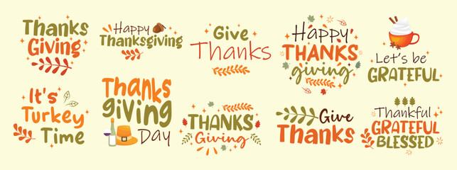 Thanksgiving typography set vector