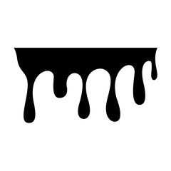 Black Melting Paint Abstract Liquid Vector Elements Isolated on White Background. Border and Drips Ink. Vector Illustration.