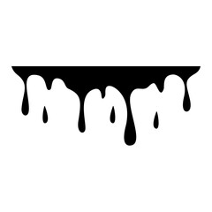 Black Melting Paint Abstract Liquid Vector Elements Isolated on White Background. Border and Drips Ink. Vector Illustration.