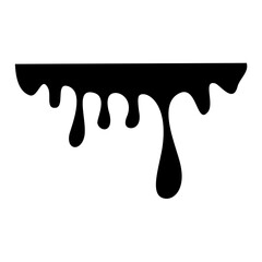 Black Melting Paint Abstract Liquid Vector Elements Isolated on White Background. Border and Drips Ink. Vector Illustration.