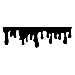 Black Melting Paint Abstract Liquid Vector Elements Isolated on White Background. Border and Drips Ink. Vector Illustration.