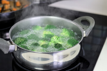 Healthy food. Nutrition. Cooking broccoli.