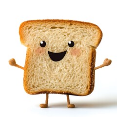Bread character on a white background, Bread which is delicious