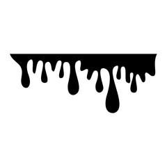 Black Melting Paint Abstract Liquid Vector Elements Isolated on White Background. Border and Drips Ink. Vector Illustration.