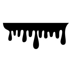 Black Melting Paint Abstract Liquid Vector Elements Isolated on White Background. Border and Drips Ink. Vector Illustration.