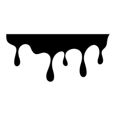 Black Melting Paint Abstract Liquid Vector Elements Isolated on White Background. Border and Drips Ink. Vector Illustration.