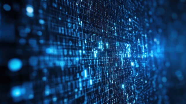 Abstract digital binary code wall