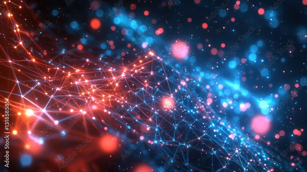 Aufkleber abstract network of interconnected glowing points