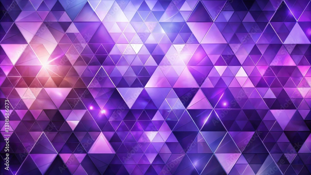 Aufkleber a geometric pattern of shimmering triangles in vibrant purple hues with gleaming highlights