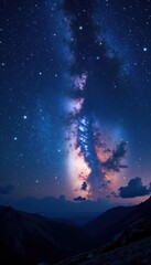 Fototapeta premium Cosmic rays illuminating a dark and starry night sky, infinite, space, wonder