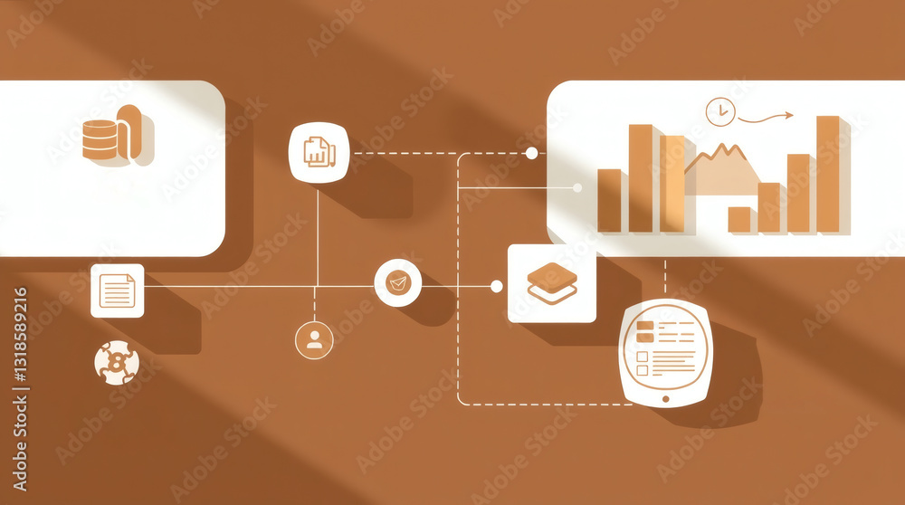 Poster Data analytics visual representation showing connections with diagrams, and graphic elements