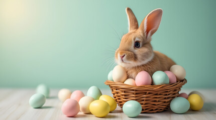 Adorable Easter Bunny with Colorful Eggs