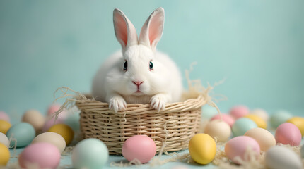 Adorable Easter Bunny with Colorful Eggs