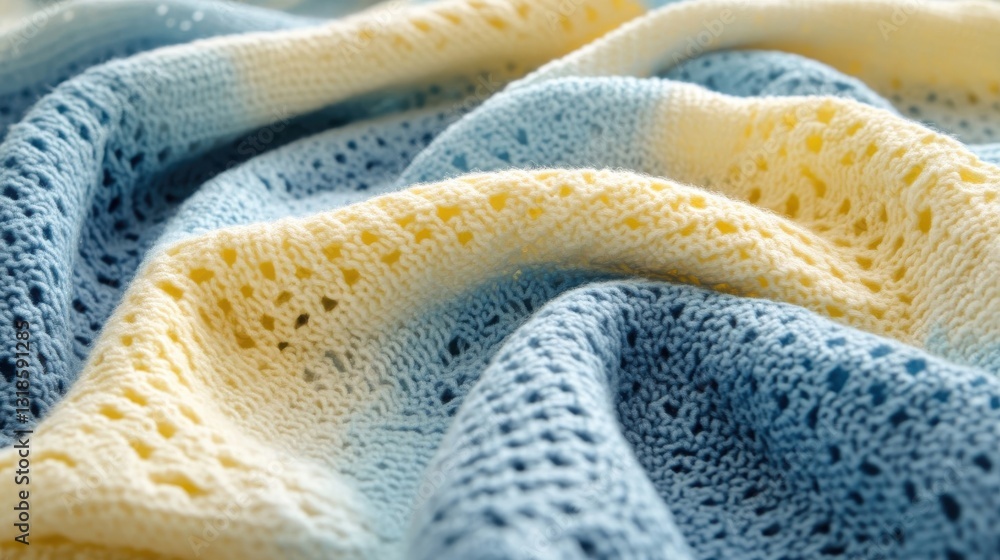 Poster a soft and colorful knitted blanket with delicate patterns is presented