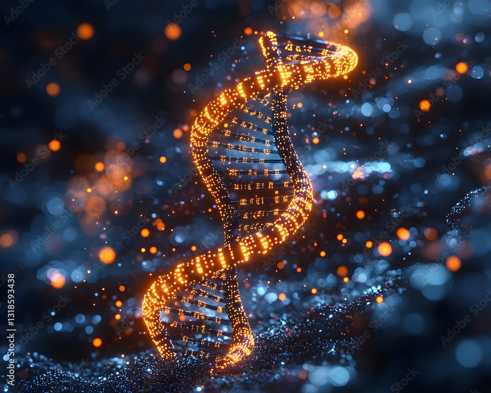 Aufkleber glowing dna helix formed from illuminated circuits symbolizing technology convergence