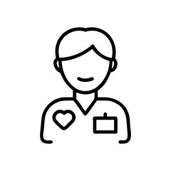 Obraz premium Charity worker line icon in black and white