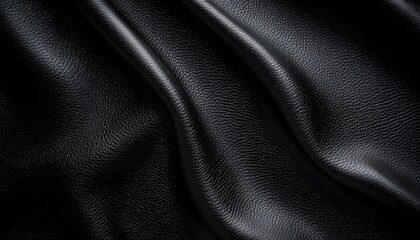 Naklejka premium Luxurious Black Leather Texture with Soft Wavy Drapery