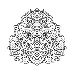Elegant Floral Mandala Intricate Line Art for Coloring Books, Henna, Tattoos, Ornamental, Boho, Spiritual and Symmetrical Design for Mindfulness and Healing