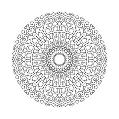 Elegant Floral Mandala Intricate Line Art for Coloring Books, Henna, Tattoos, Ornamental, Boho, Spiritual and Symmetrical Design for Mindfulness and Healing