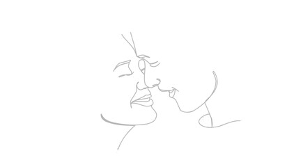 Couple Creative Contemporary Abstract Line Drawing. Beauty Fashion Peoples. Vector Minimalist Design for Wall Art, Print, Card, Poster
