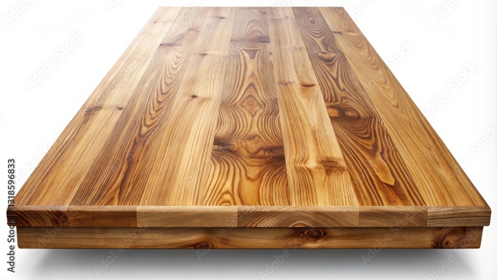 Aufkleber close-up view of a natural wood tabletop with a subtle grain pattern and a beveled edge, showcasing 