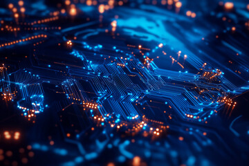 Digital Canada, microcircuit board, concept of global network and connectivity, international data transfer and cyber technology, worldwide business, information exchange and telecommunication