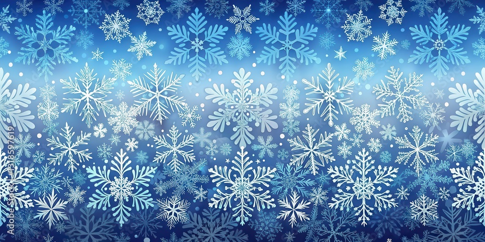 Poster a delicate array of intricate snowflakes, each a unique crystalline marvel, dance upon a shimmering 