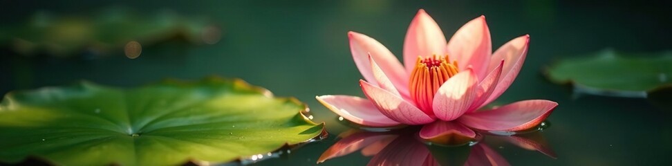 Fototapeta premium Faded lily flower submerged in murky water with sunlight filtering, murk, lily