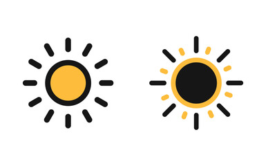 Sun weather symbol yellow black flat icon