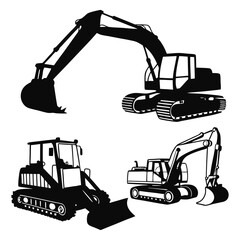 Silhouettes of Construction Vehicles – Excavators
