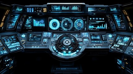 A seamless holographic interface with glowing line charts and radiant floating numbers.