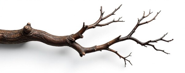 Twisted branches with intricate knots on a plain white background, branches, twisted branches
