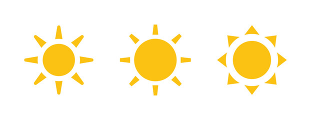 Yellow sun icon collection flat design vector illustration