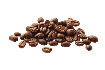 Naklejka premium Pile of coffee beans isolated on PNG background