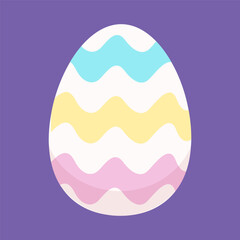 Cute easter egg vector with Decorated with colorful wave patterns. flat design illustration
