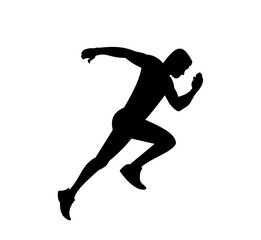 Running men and women, vector set of isolated silhouettes